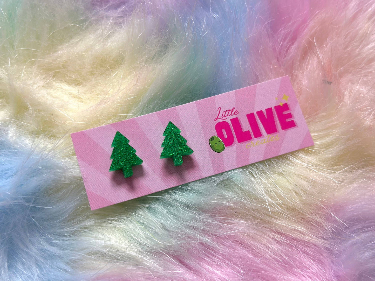 Mini Glitter Christmas Tree Festive Earrings