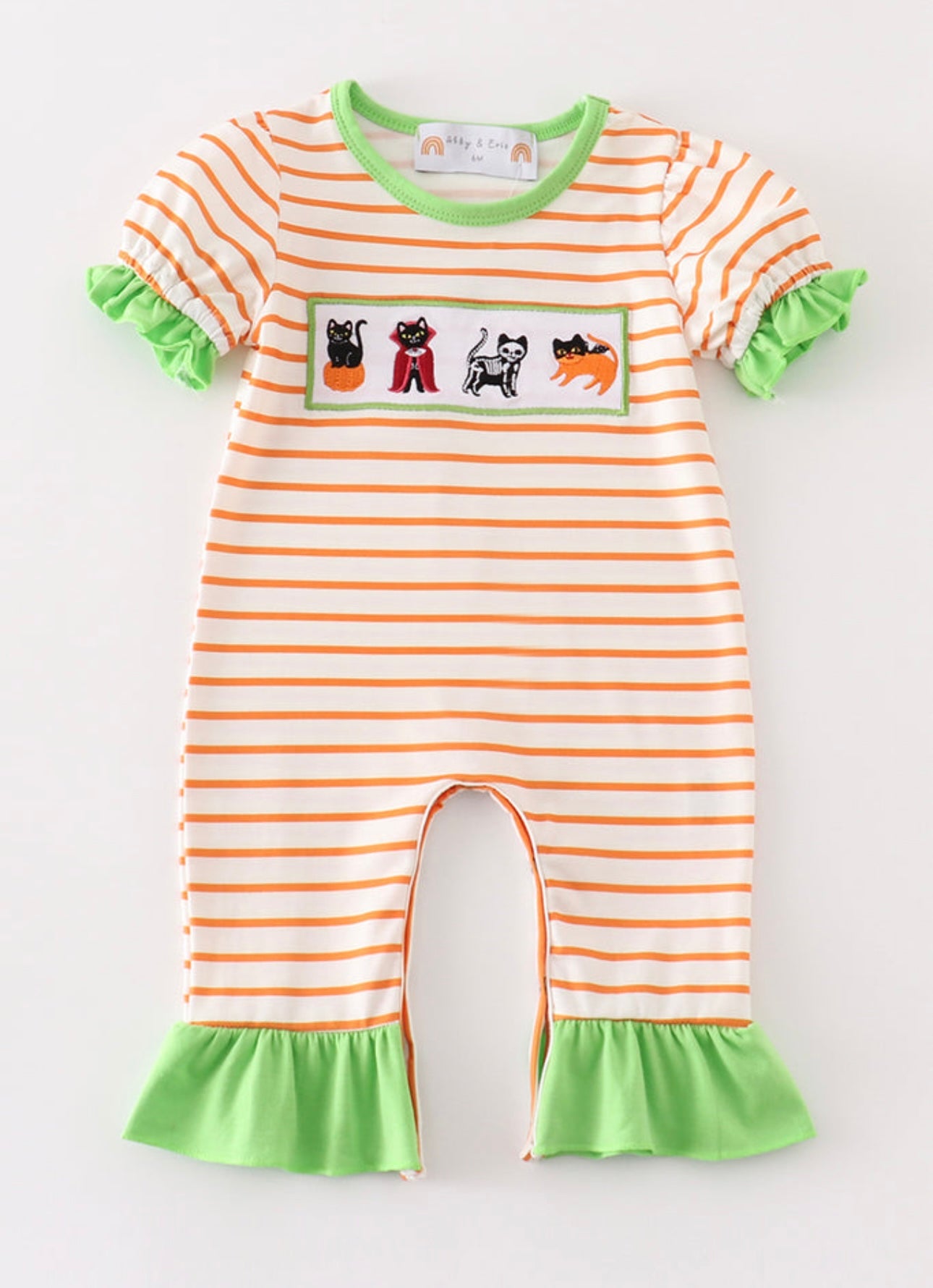 Green Halloween Cat Girl Romper