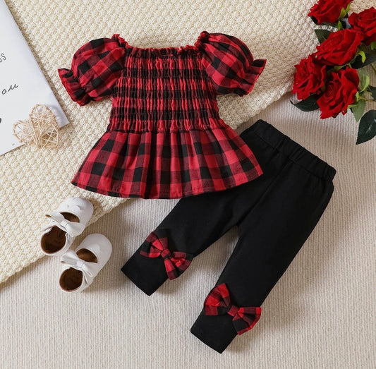 Red Plaid Pant set