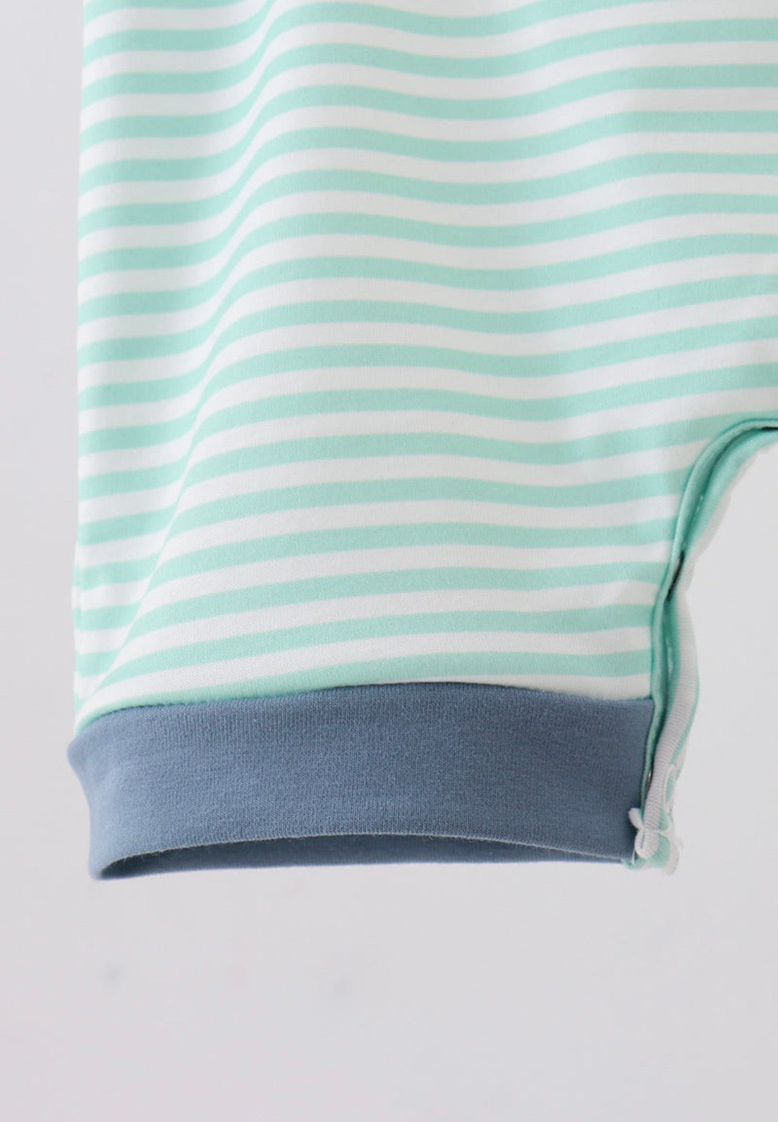 Green Striped French Knot Puppy Romper