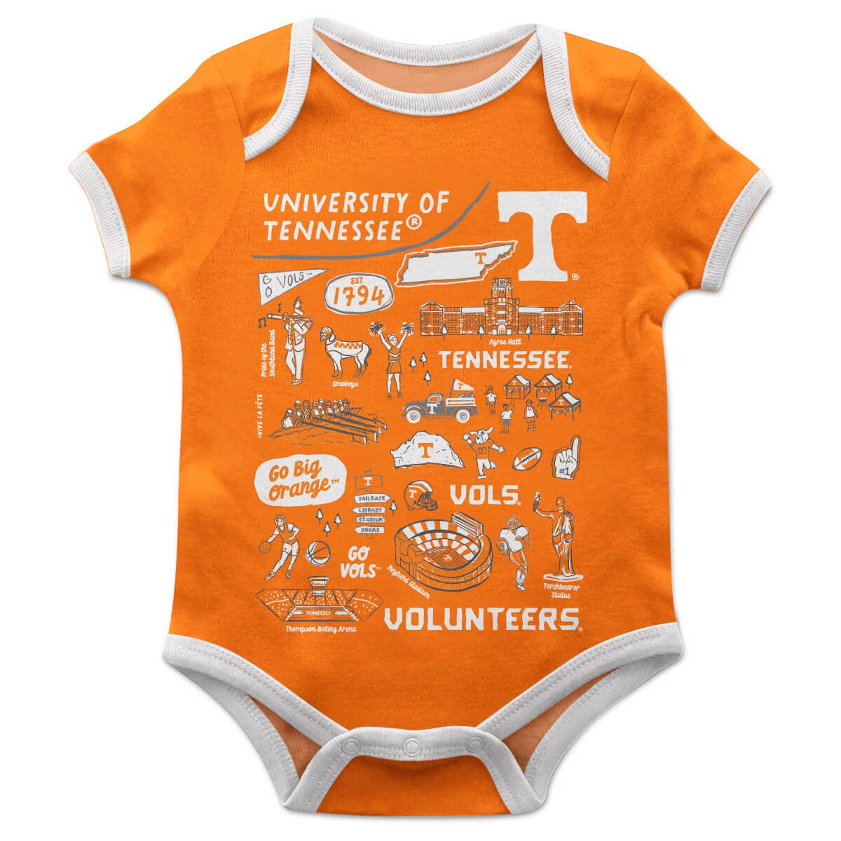 Tennessee Vols Hand Sketched Impressions Artwork Bodysuit