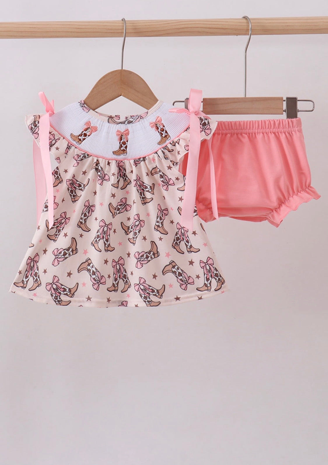 Cowboy Boots Smocked Bloomer Set