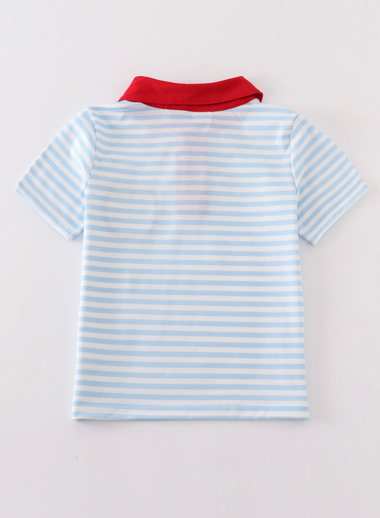 Blue Stripe Apple Embroidery Shirt