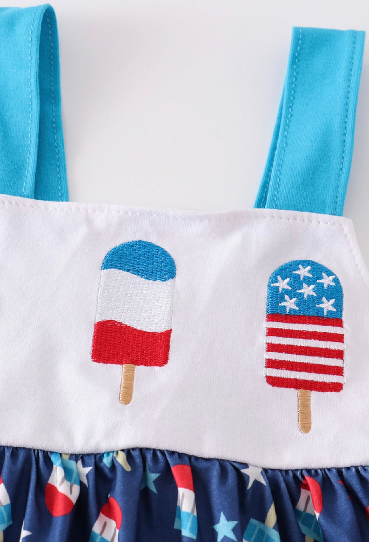 Patriotic Popsicle Embroidery Strap Dress