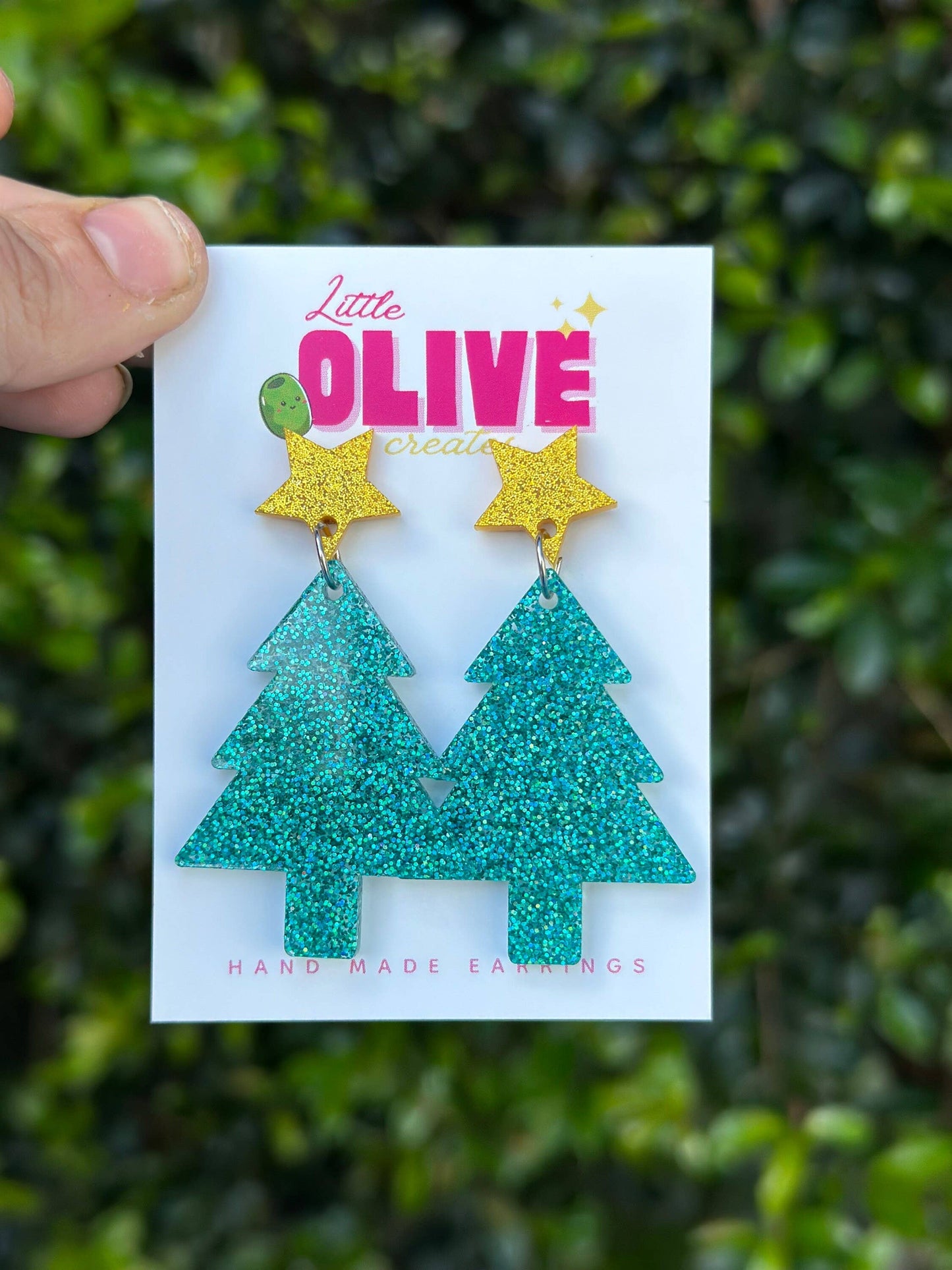 Glitzy Glitter Christmas Tree Dangle Earrings Pack