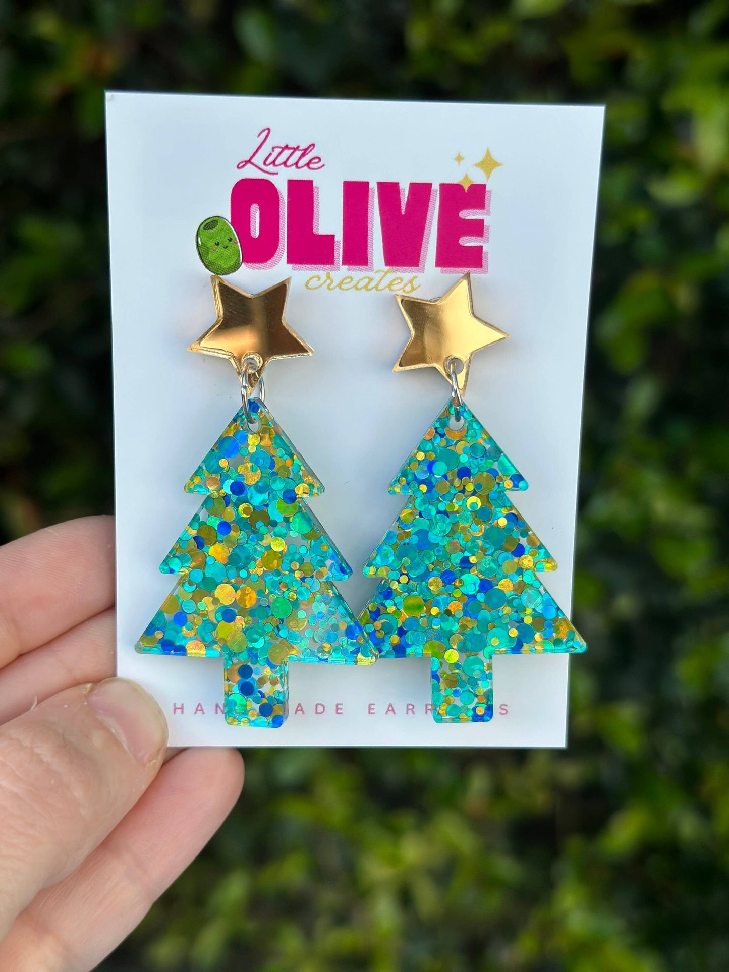 Glitzy Glitter Christmas Tree Dangle Earrings Pack