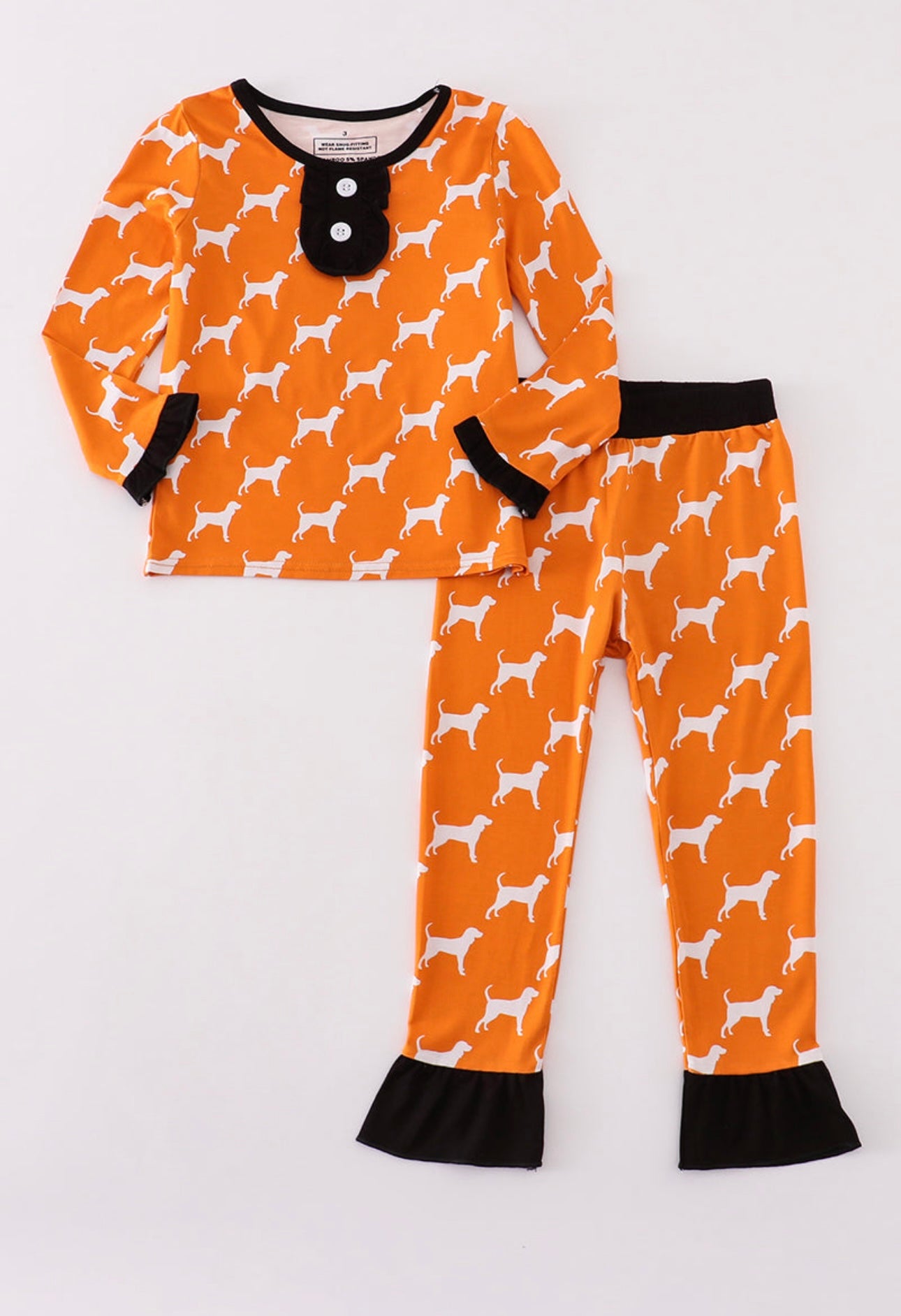Orange Tennessee Ruffle Bamboo Pajama Set
