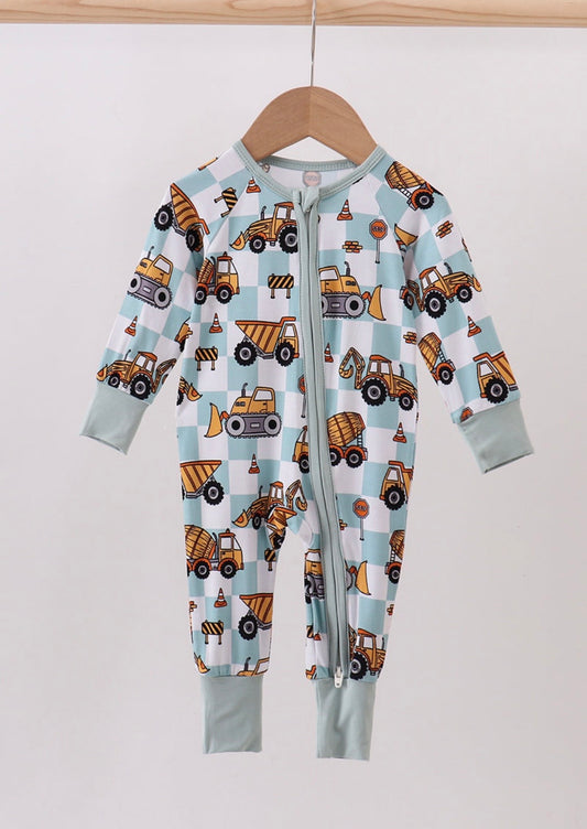 Green Excavator Bamboo Romper