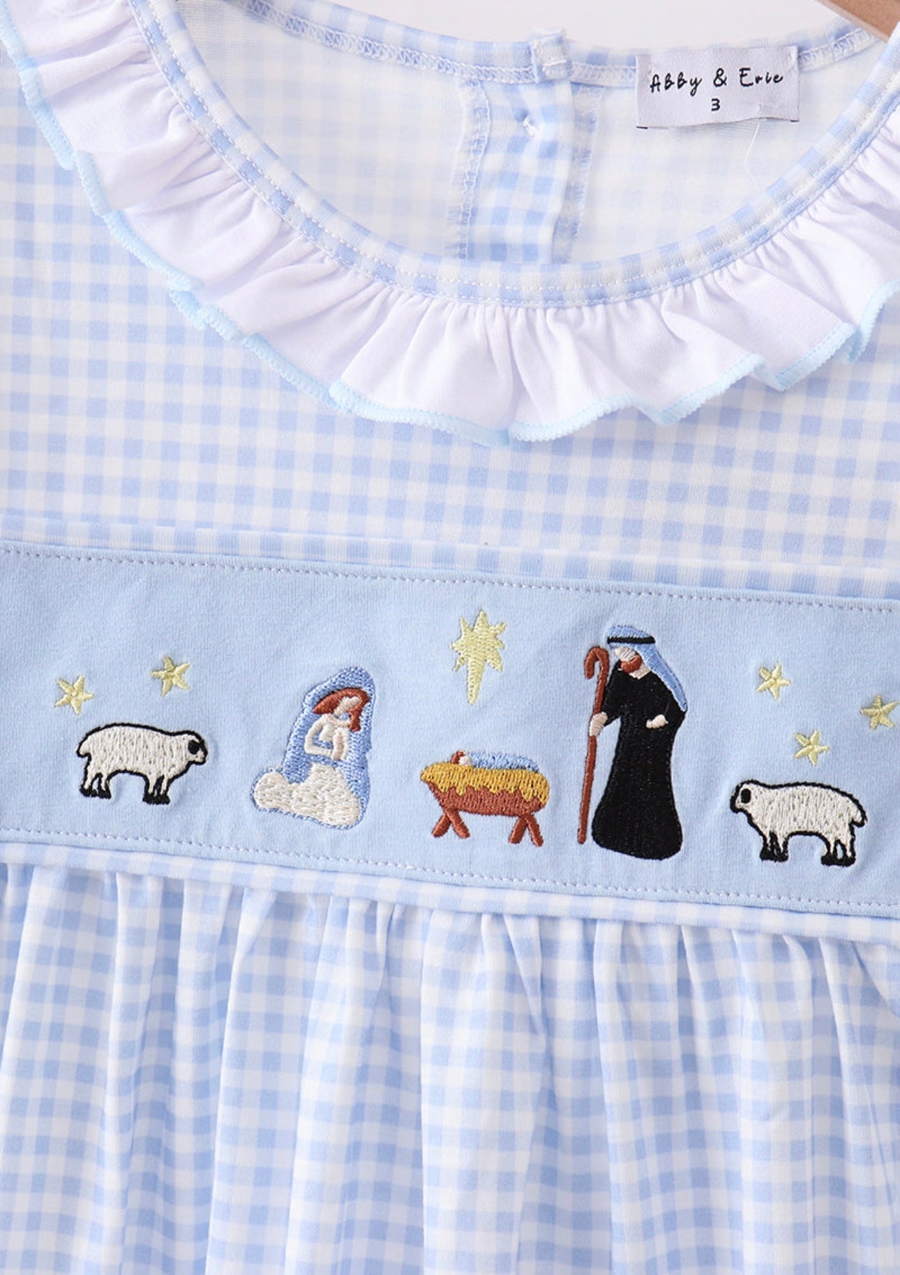 Blue Nativity Embroidery Pants Set