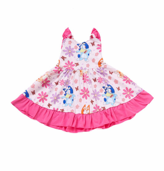 Pink Bluey Floral Twirl Dress