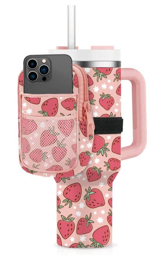 Strawberries Printed Tumbler Zipper Pouch