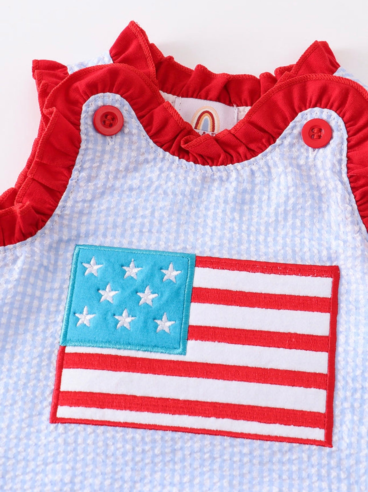 Patriotic Flag Applique Seersucker Set