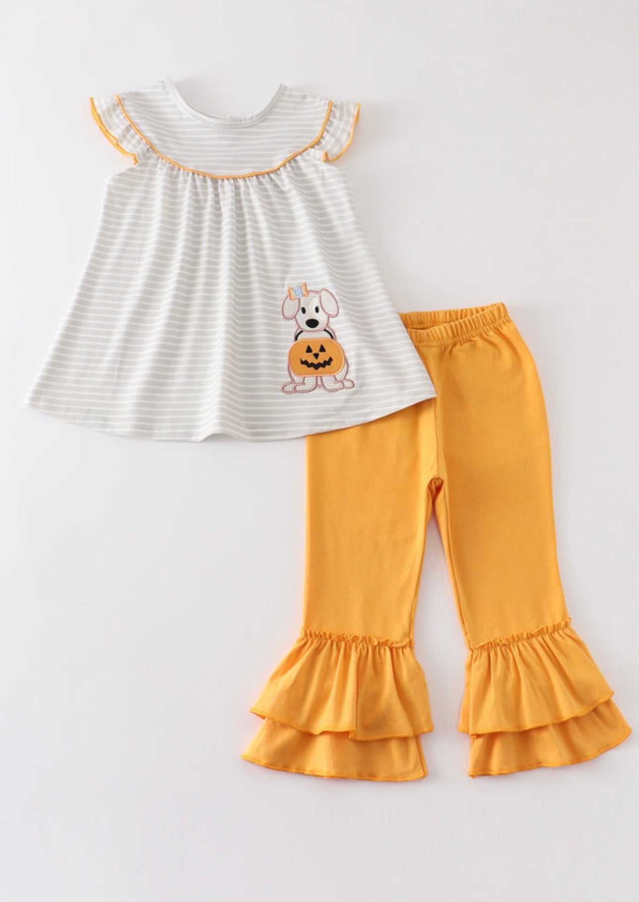 Gray Stripe Pumpkin Applique Set