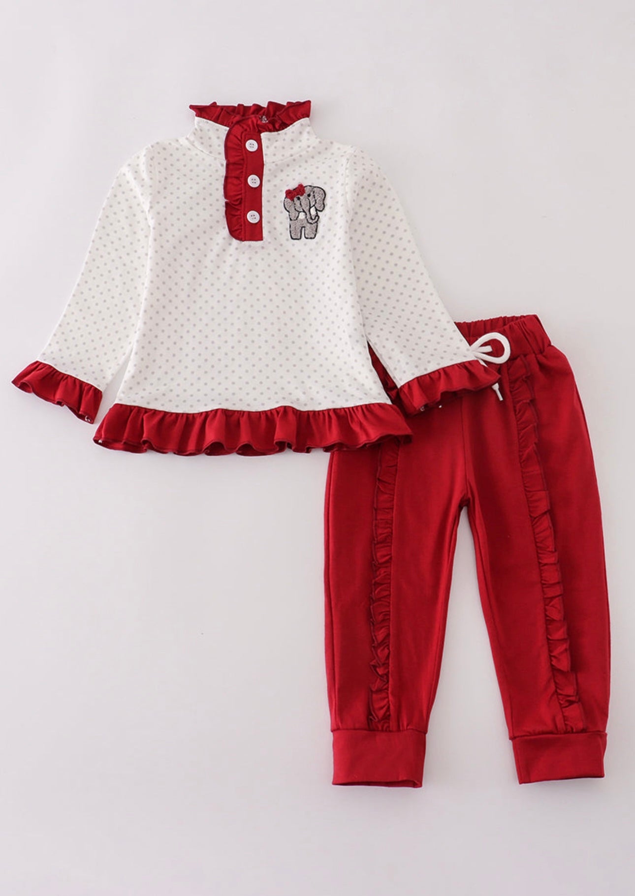 Alabama Polka Dot French Knot Pullover Ruffle Set
