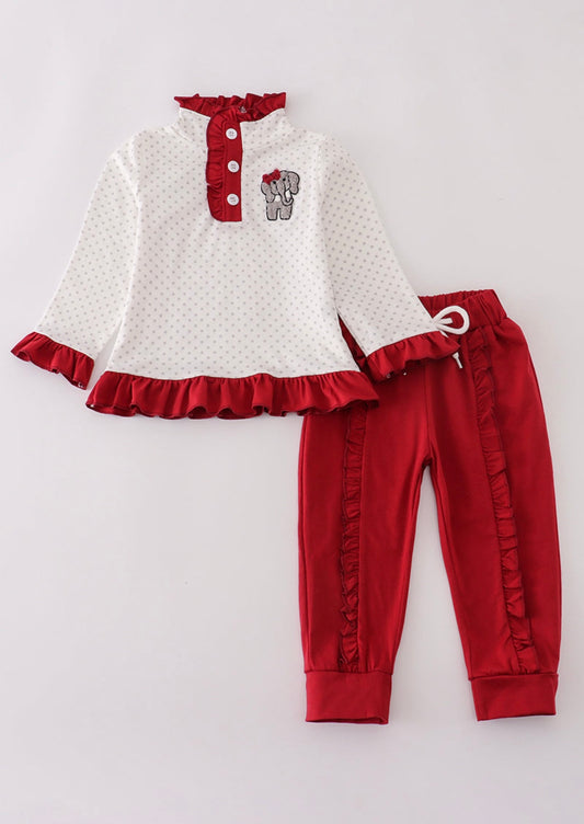 Alabama Polka Dot French Knot Pullover Ruffle Set