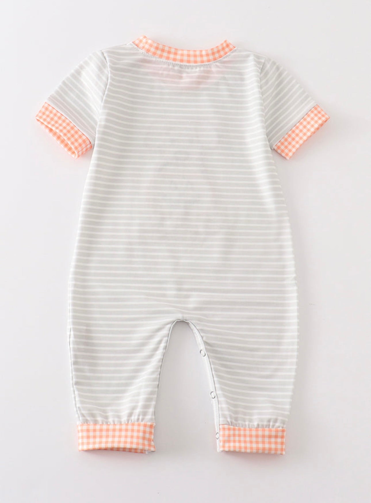 Gray Stripe Pumpkin Applique Boy Romper