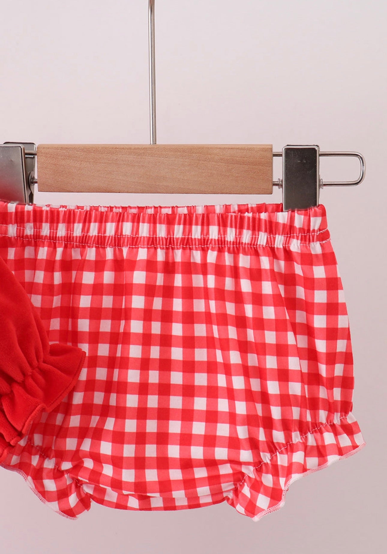 Red Velvet Embroidery Bloomer Set