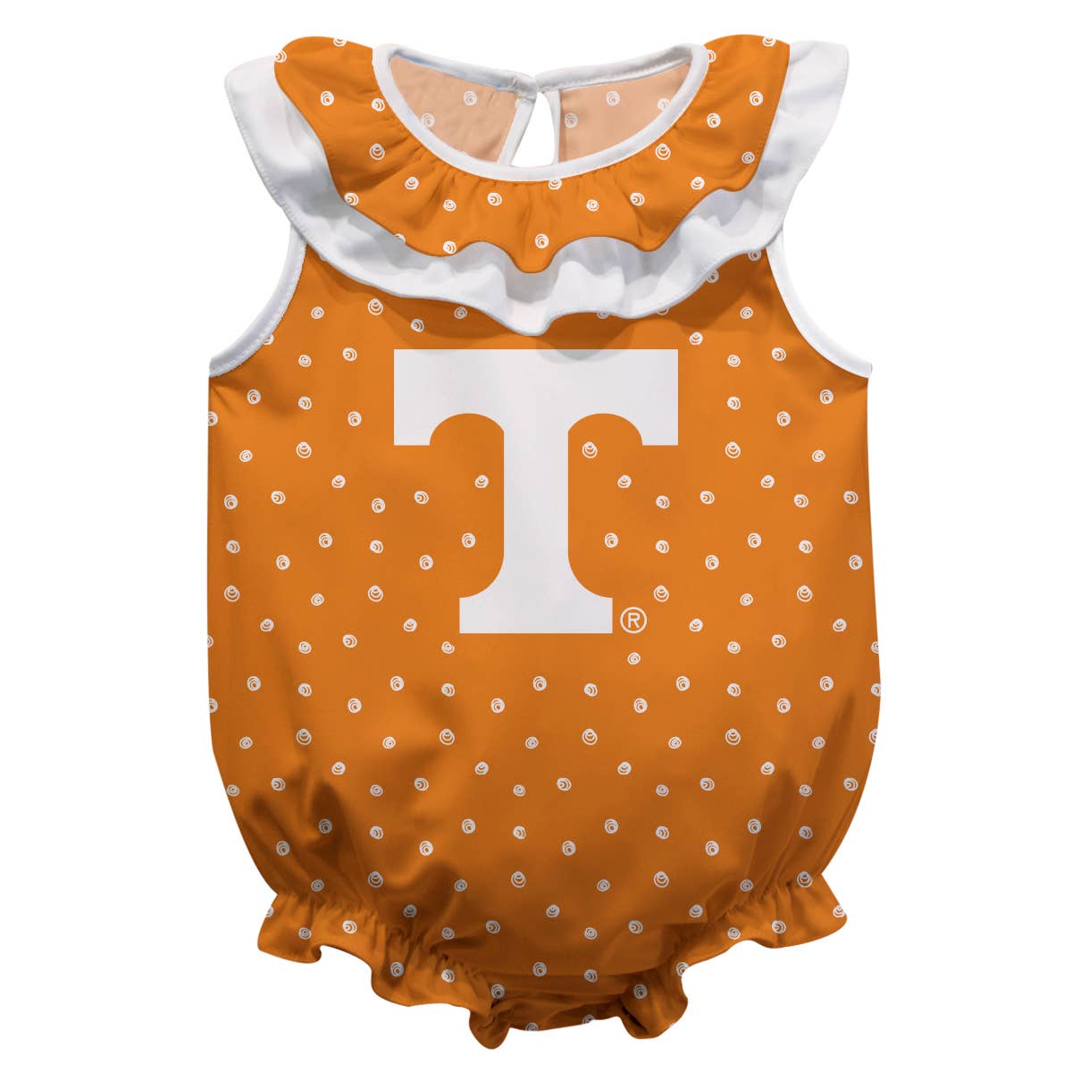 Tennessee Vols Swirls Orange Sleeveless Ruffle Onesie Logo