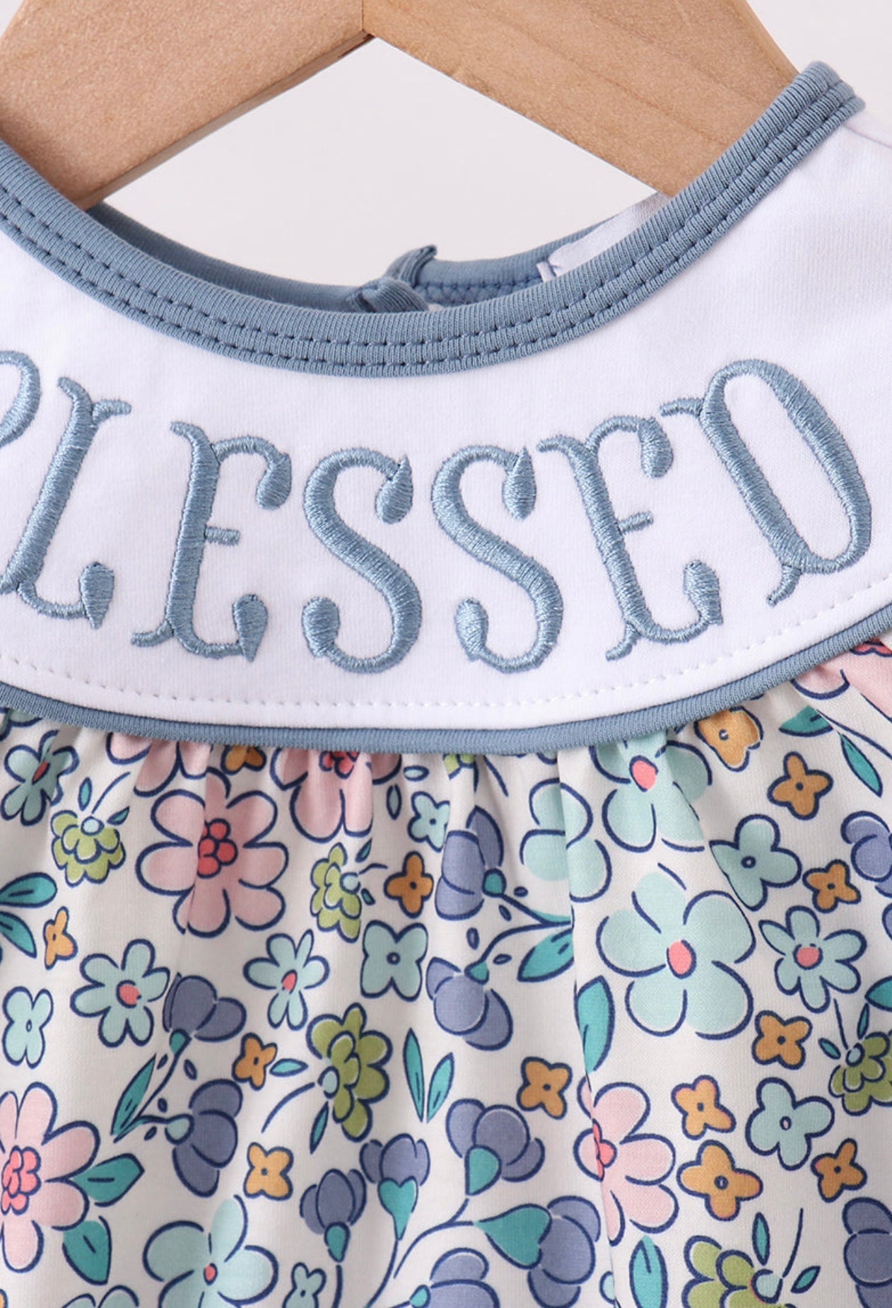 Blessed Embroidered Floral Bubble