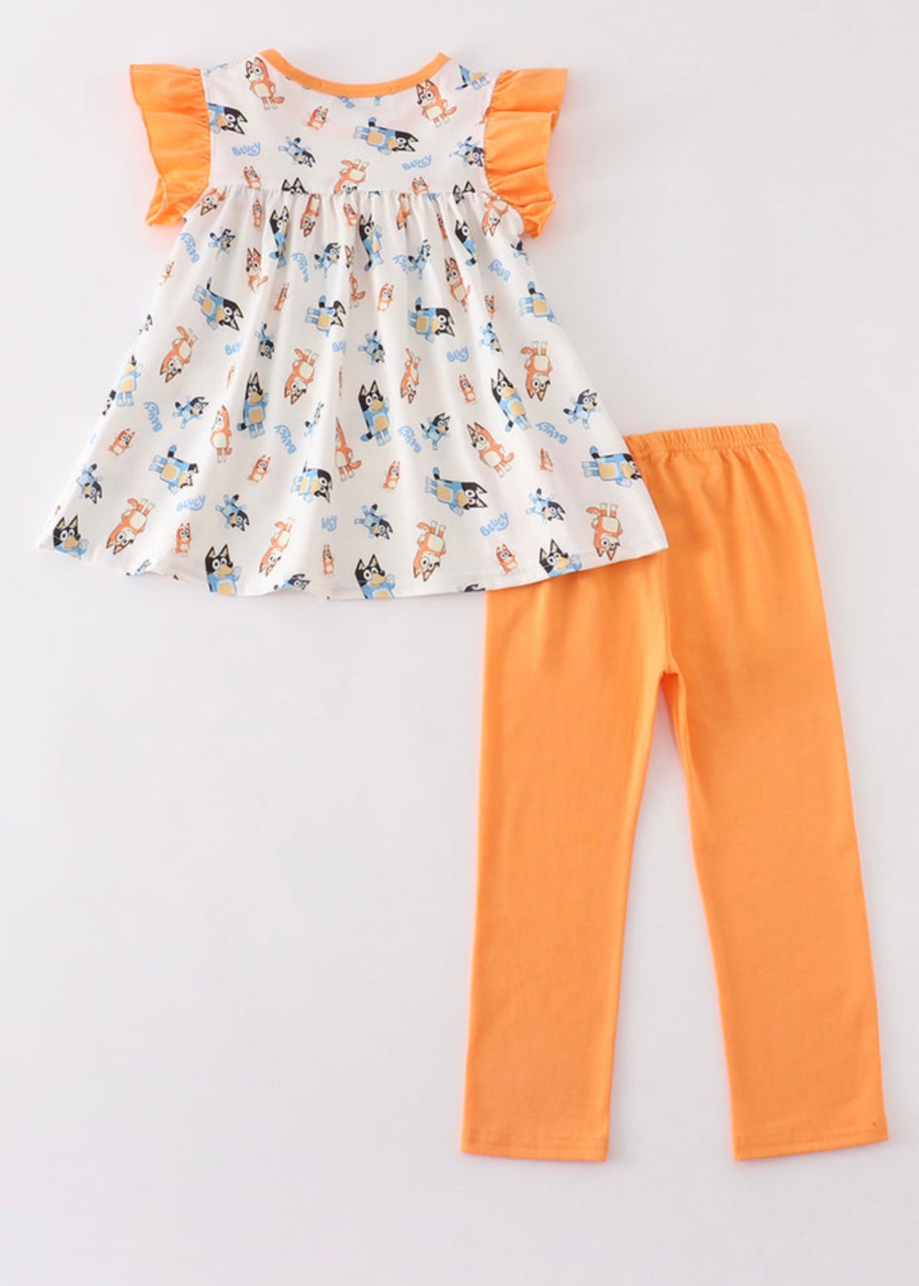 Orange Bluey Ruffle Pant Set