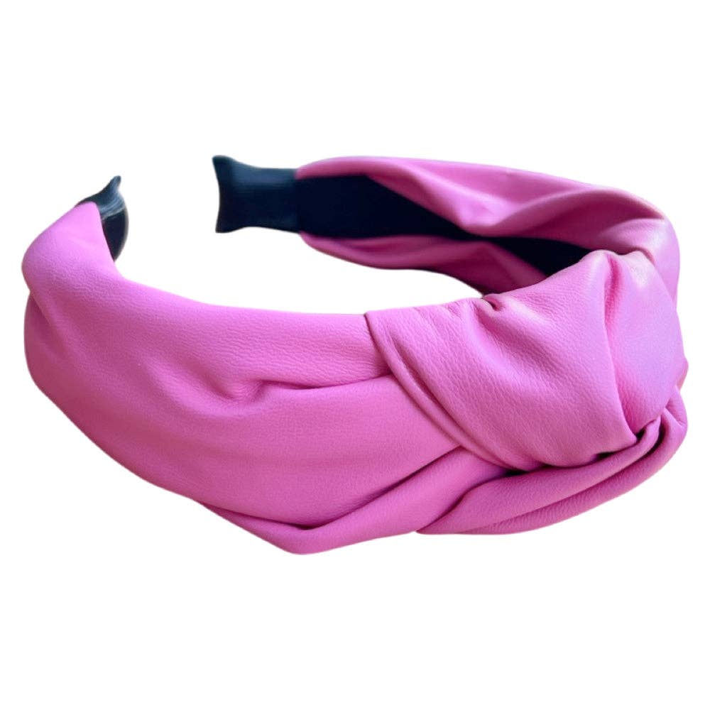 BrooklyHot Pink | Faux Leather Top Knot Headband