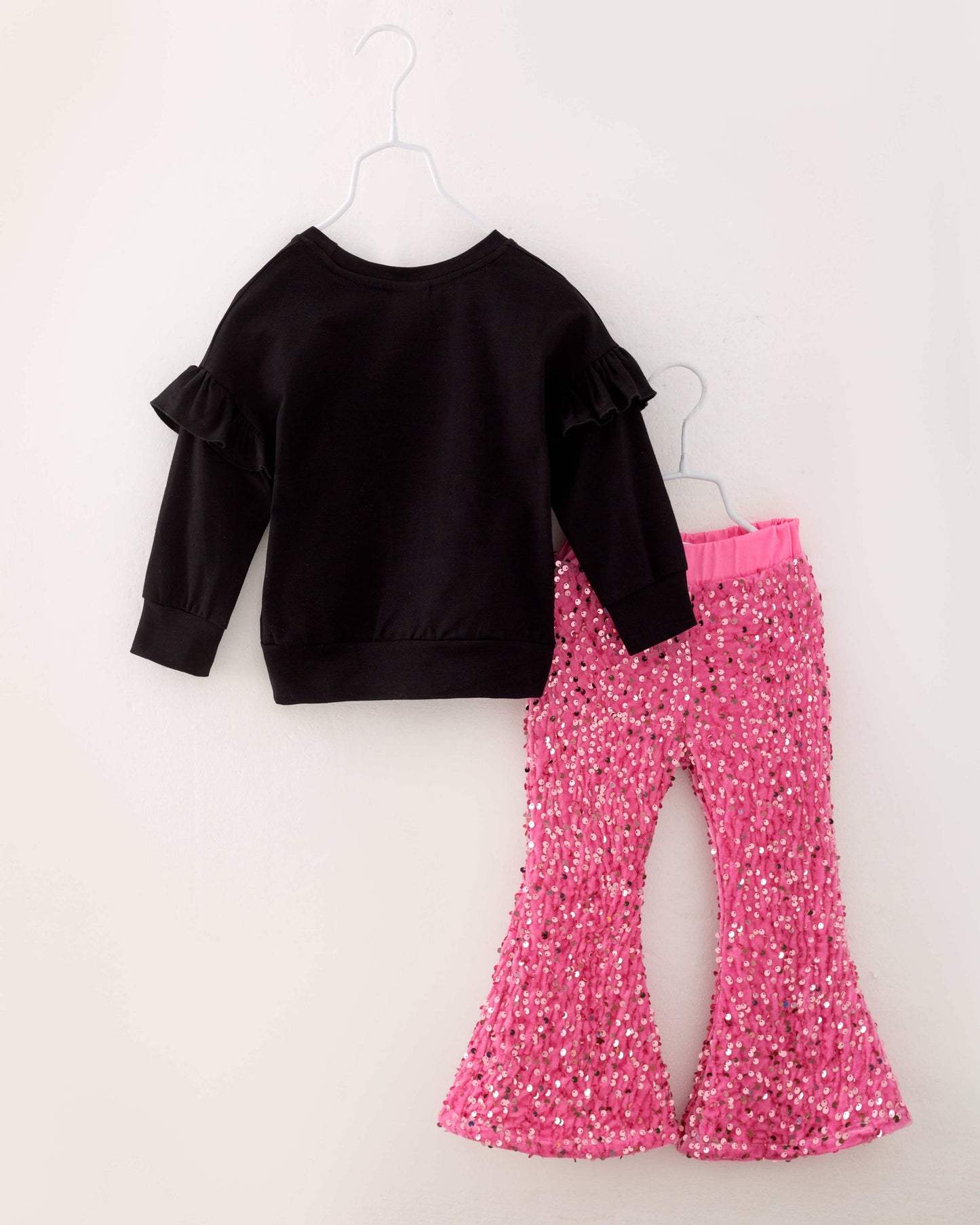 Christmas Grinch Sequins Girl Bell Pant Set Kids Clothes