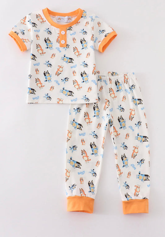 Orange Bluey Boy Pajamas Set