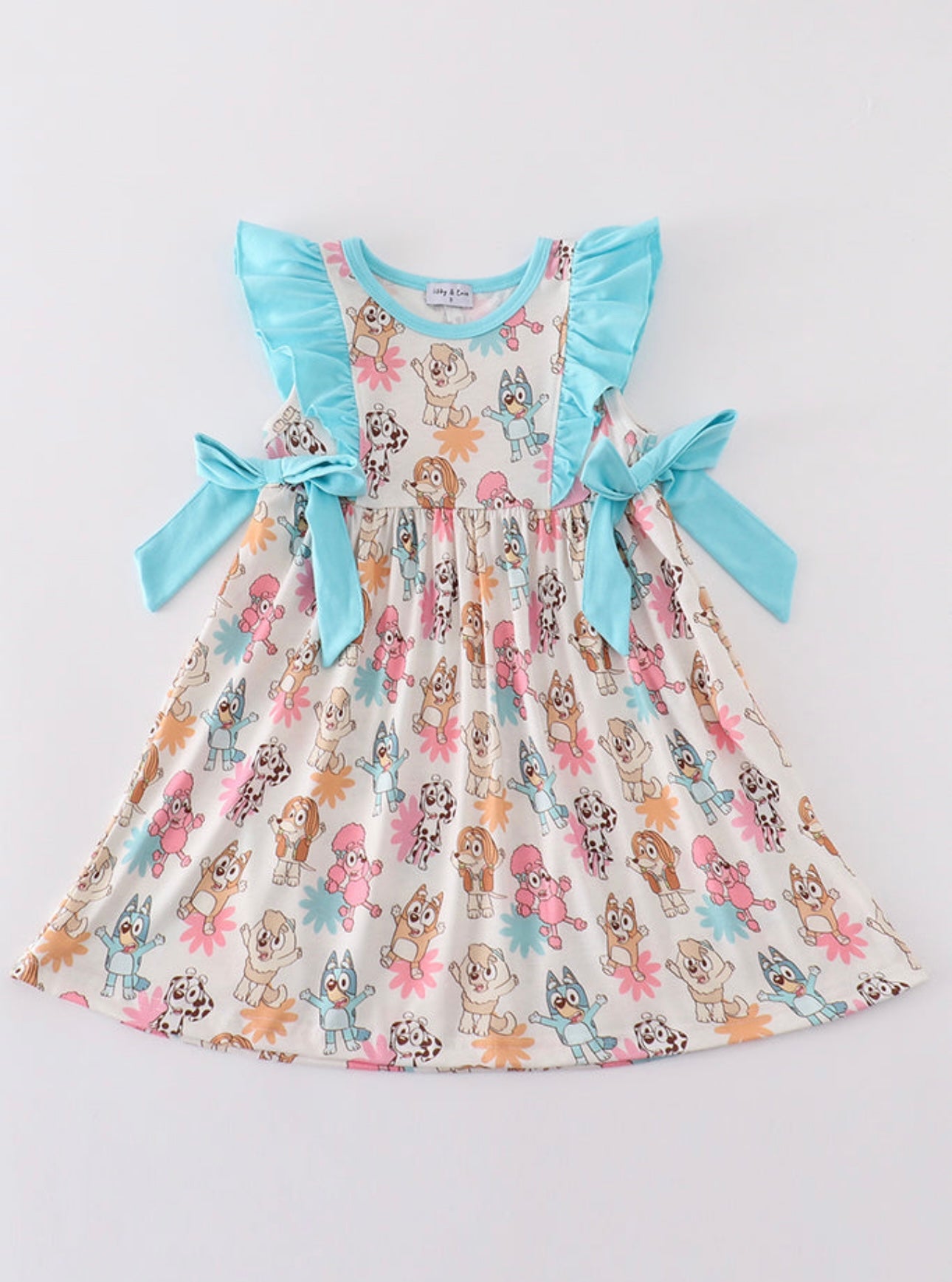 Bluey Print Ruffle Dress