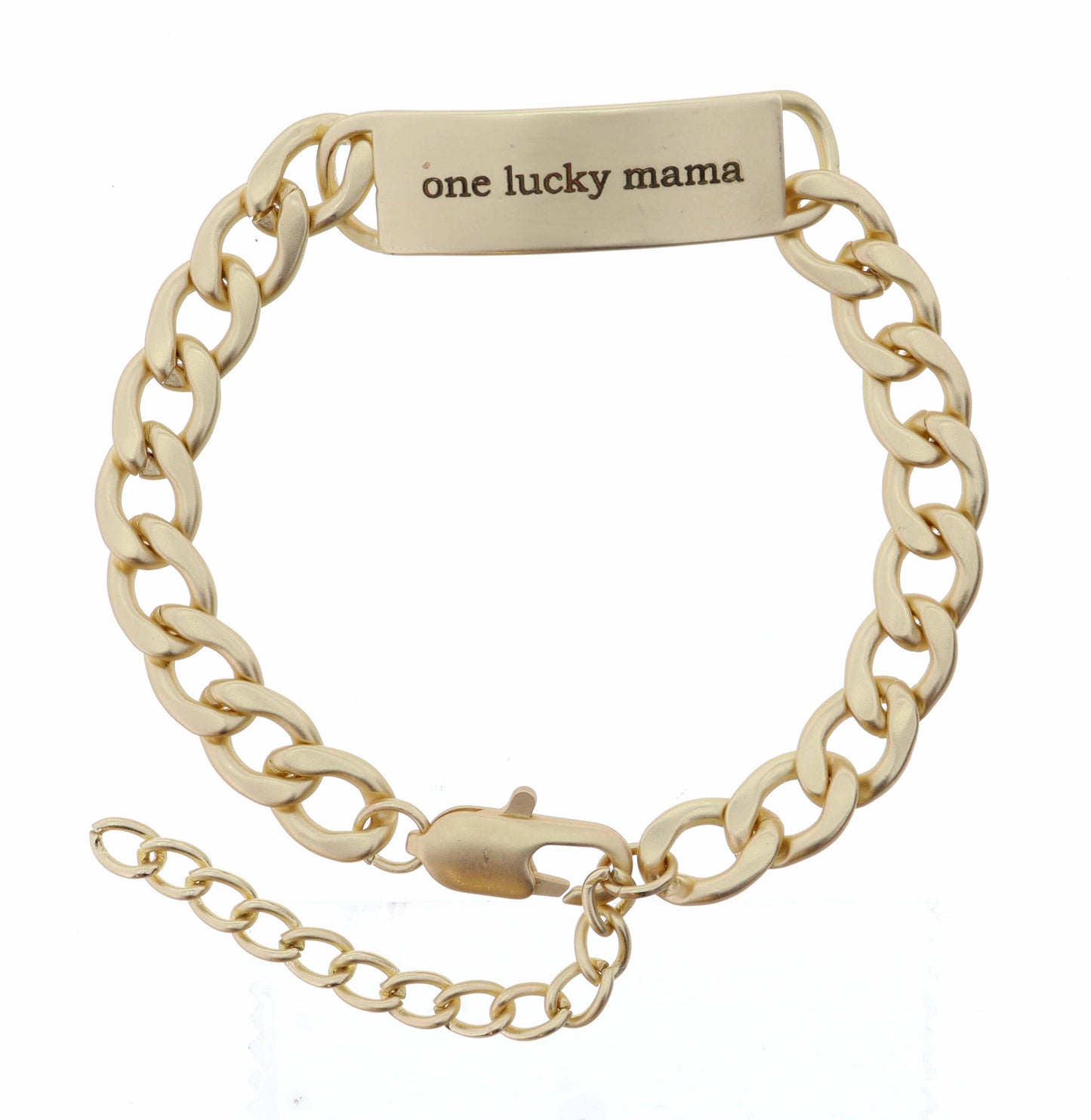 "One Lucky Mama" Engraved Plate Bracelet