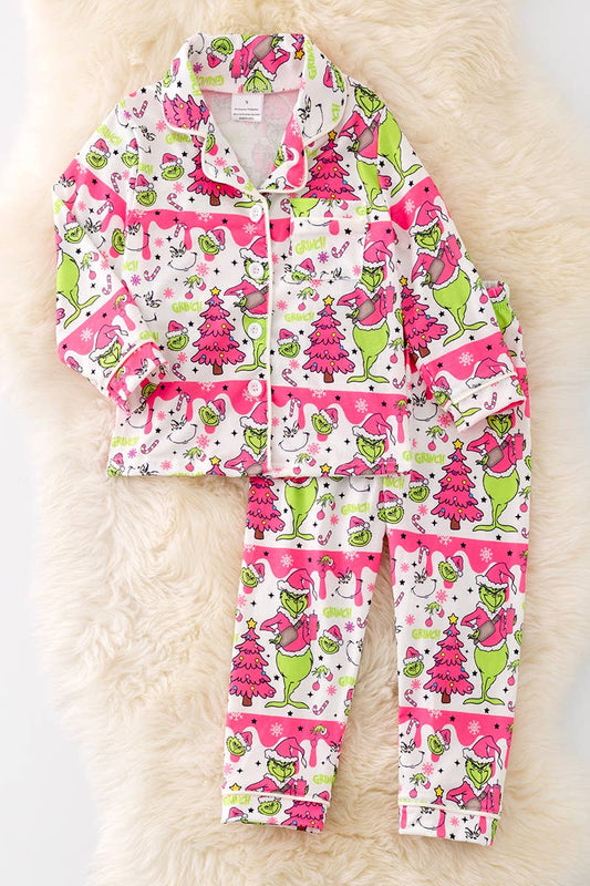 Christmas tree & Grinch printed pajamas