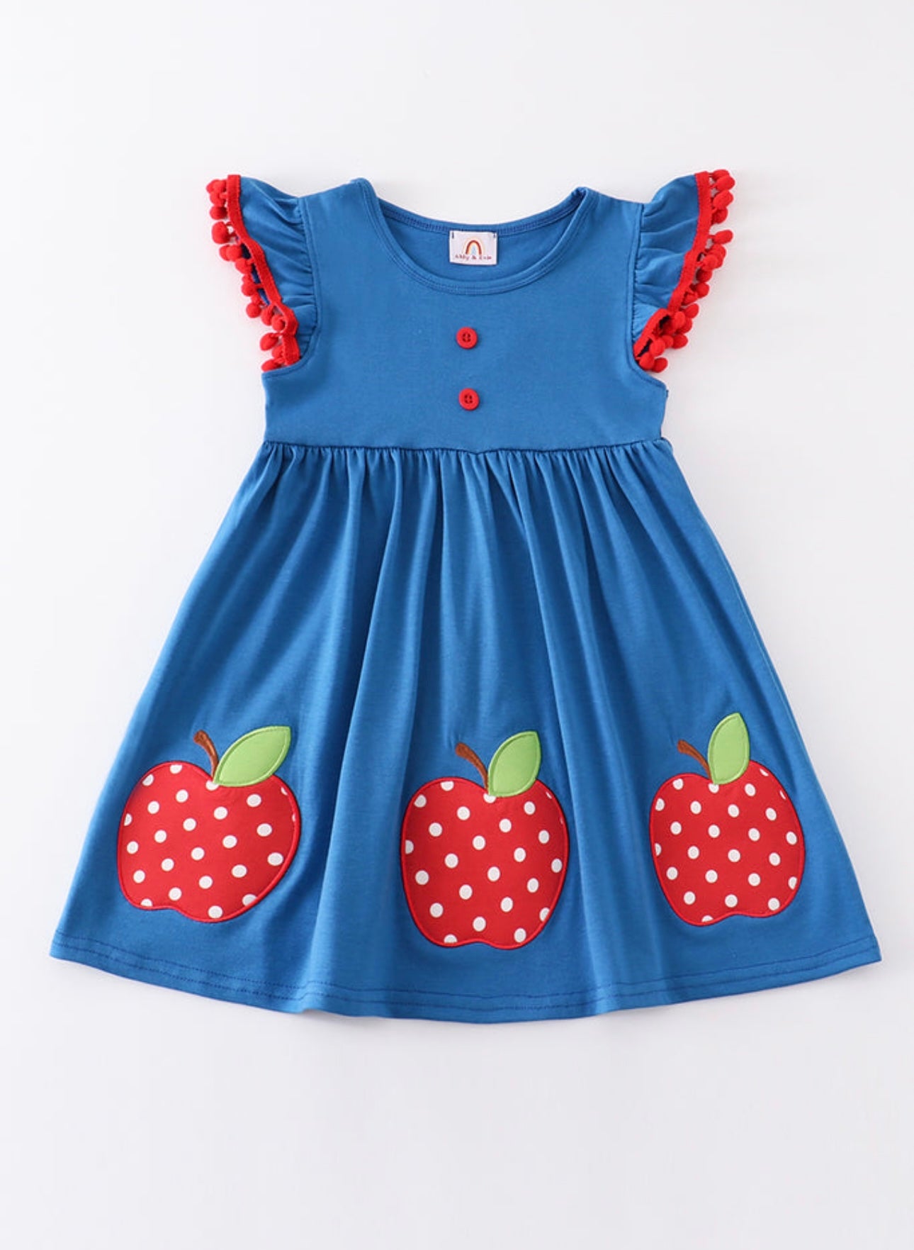 Blue Apple Applique Dress