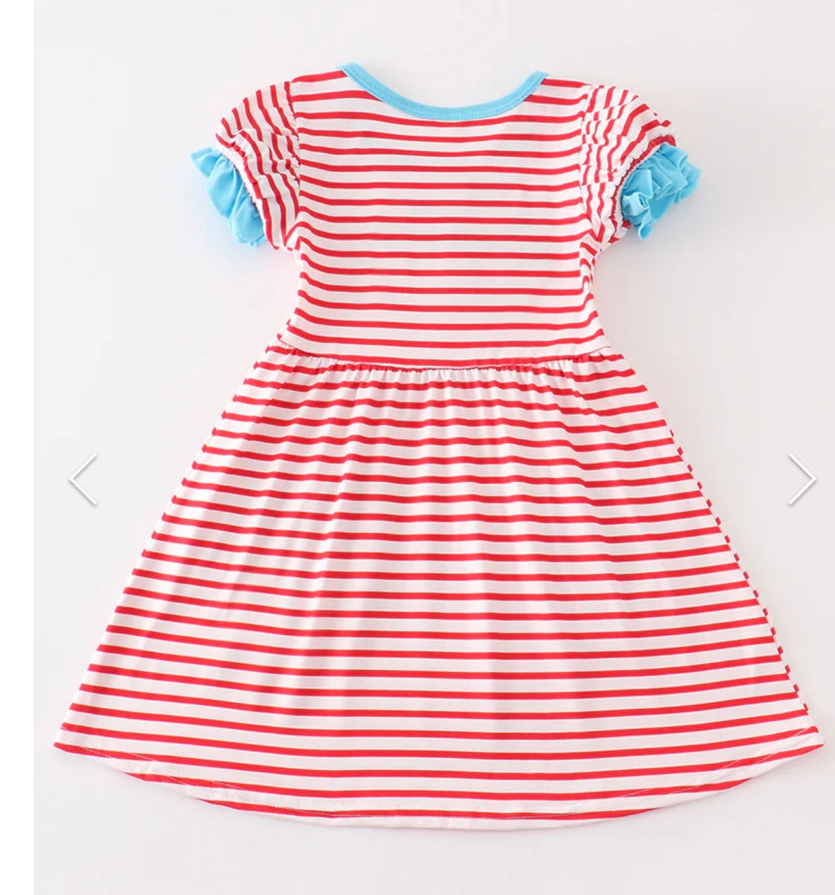 Red Stripe Back to School Embroidery Dress