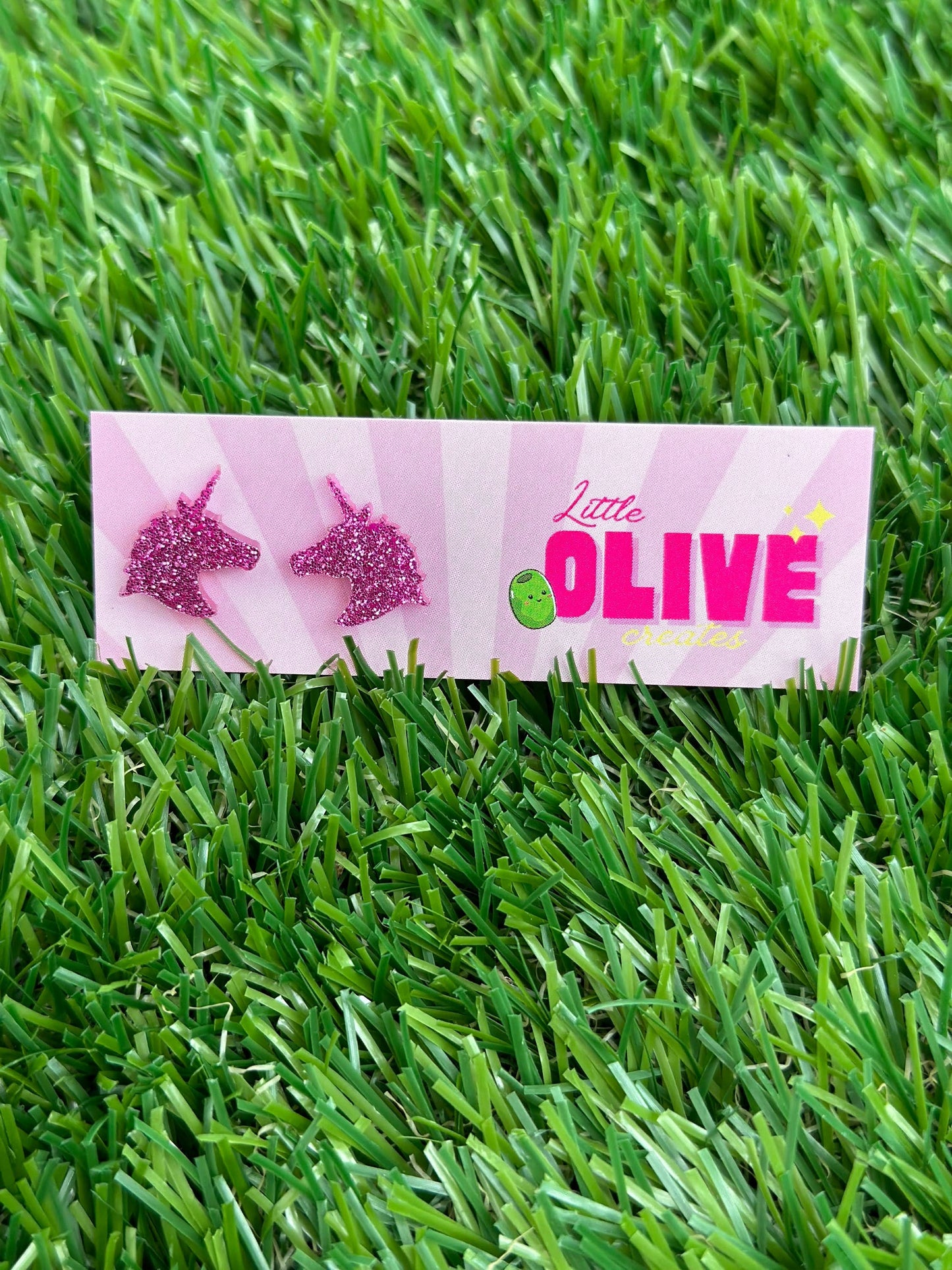 Enchanting Purple Glitter Unicorn Stud Earrings