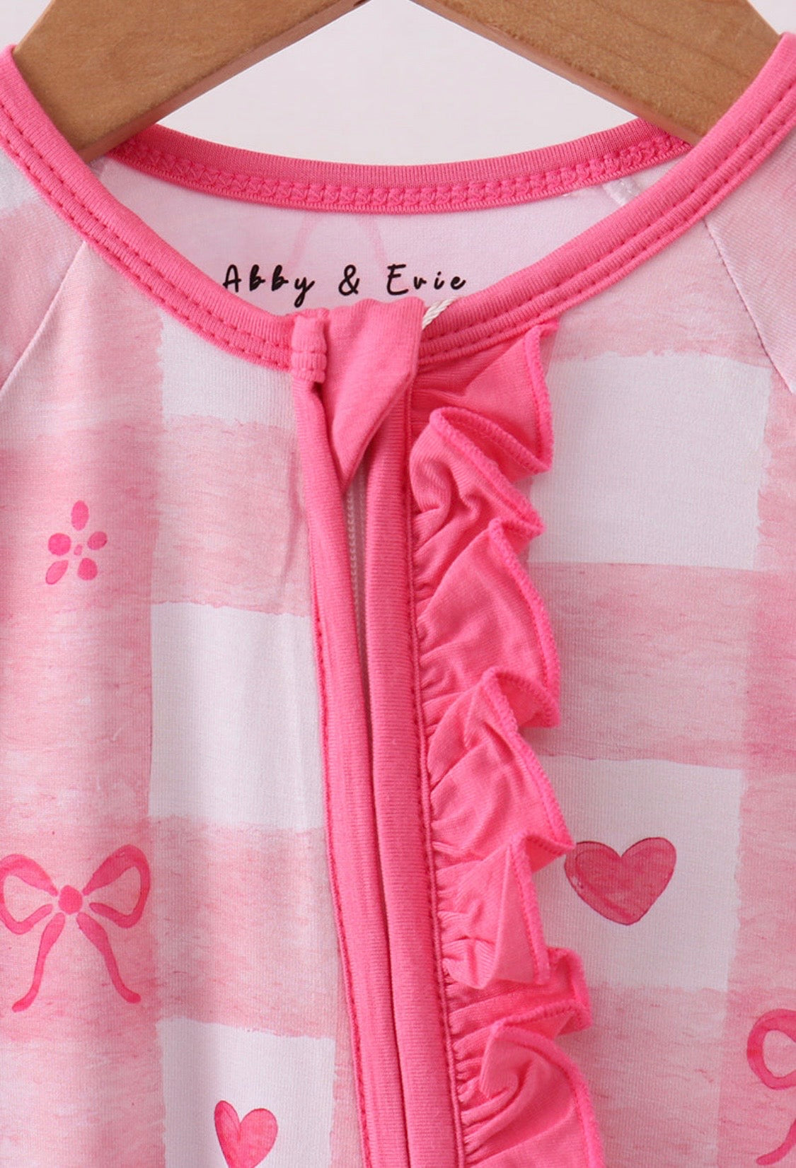 Pink Checkered Heart Bamboo Romper