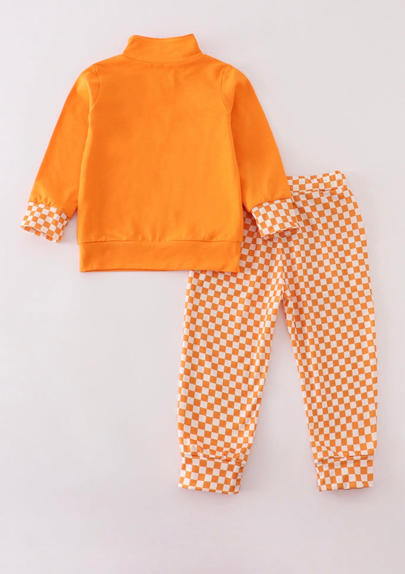 Orange Embroidery Checkered Tennessee Set
