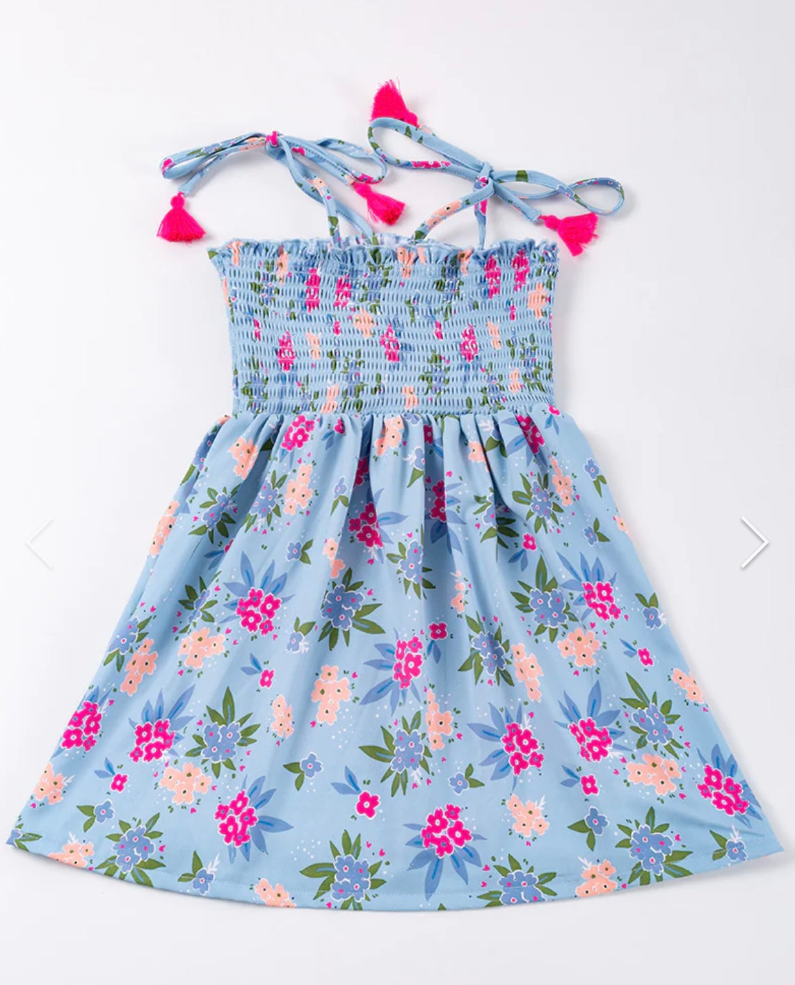 Blue Floral Smocked Dress