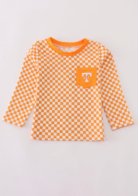 Long Sleeve Checkered Tennessee Top