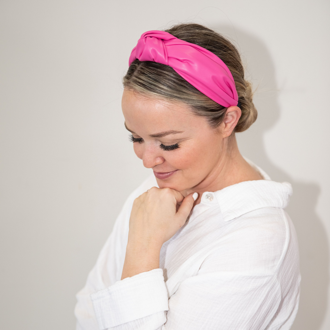 BrooklyHot Pink | Faux Leather Top Knot Headband