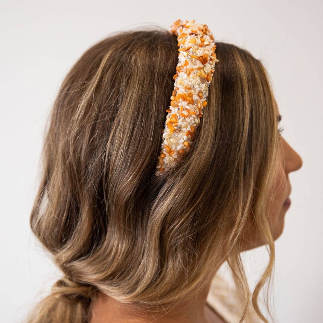 All That Glitters Headband - Orange + Pearl