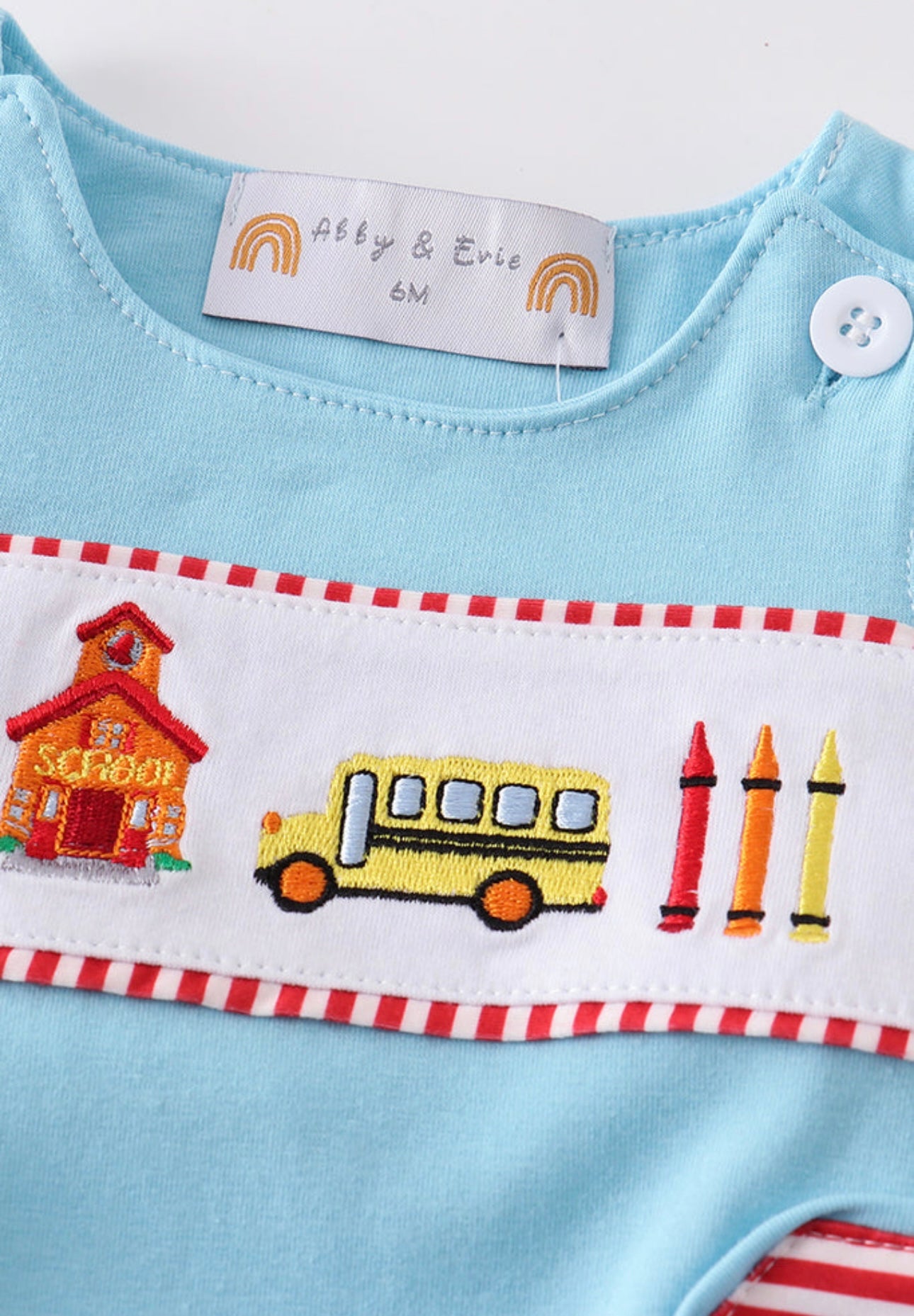 Blue Back to School Embroidery Boy Bubble