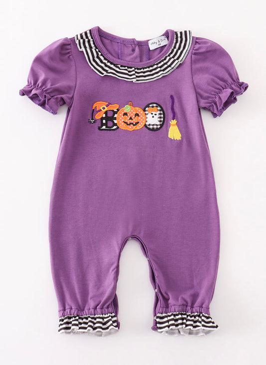 Purple Boo Pumpkin Applique Romper