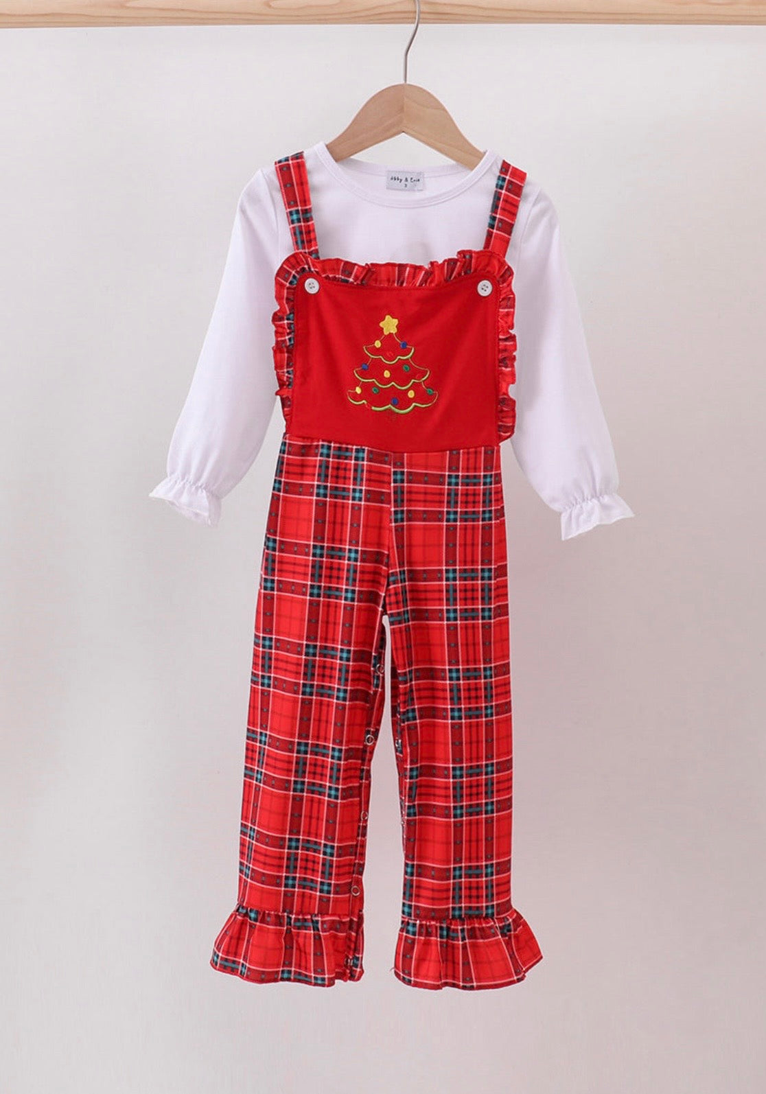 Red Plaid Ruffle Jumpsuit