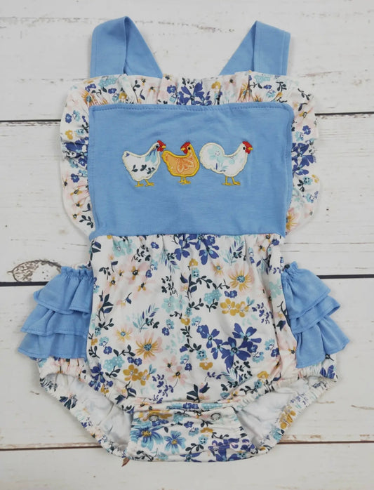 Chicken Applique Floral Bubble