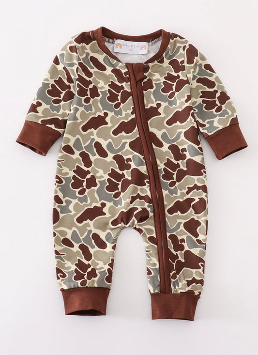 Camo Print Boy Romper