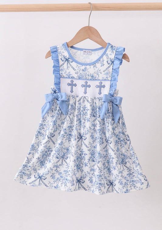 Blue Cross Smocked Dress