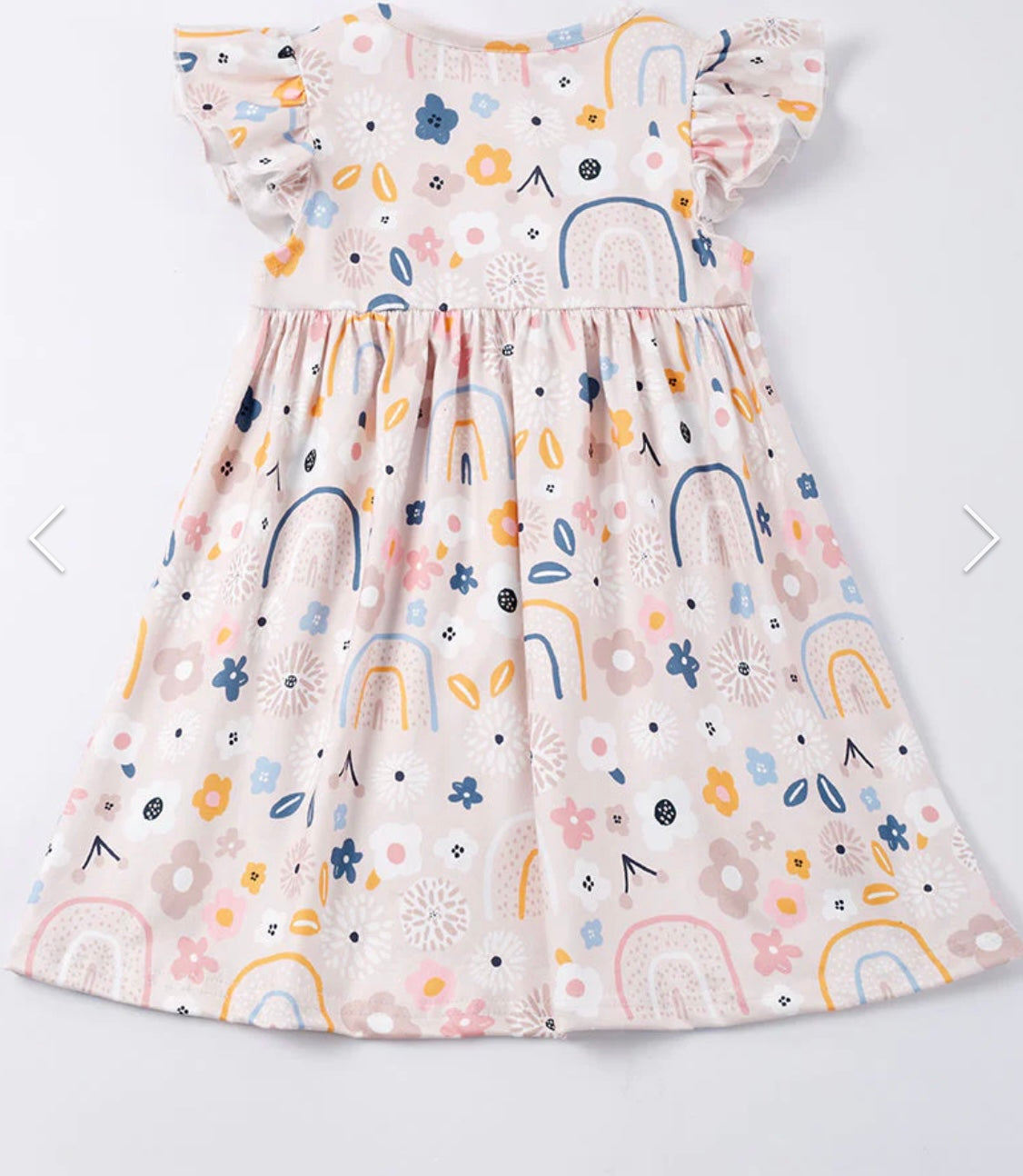 Cream Rainbow Floral Dress