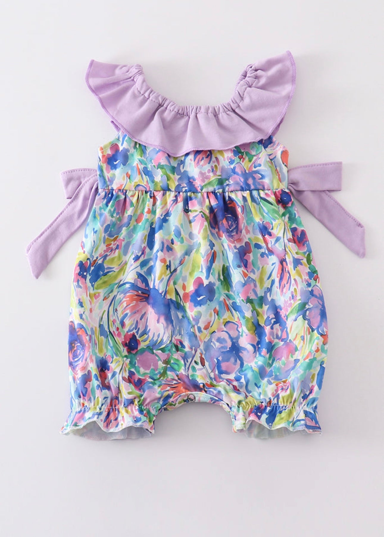 Purple Floral Print Romper