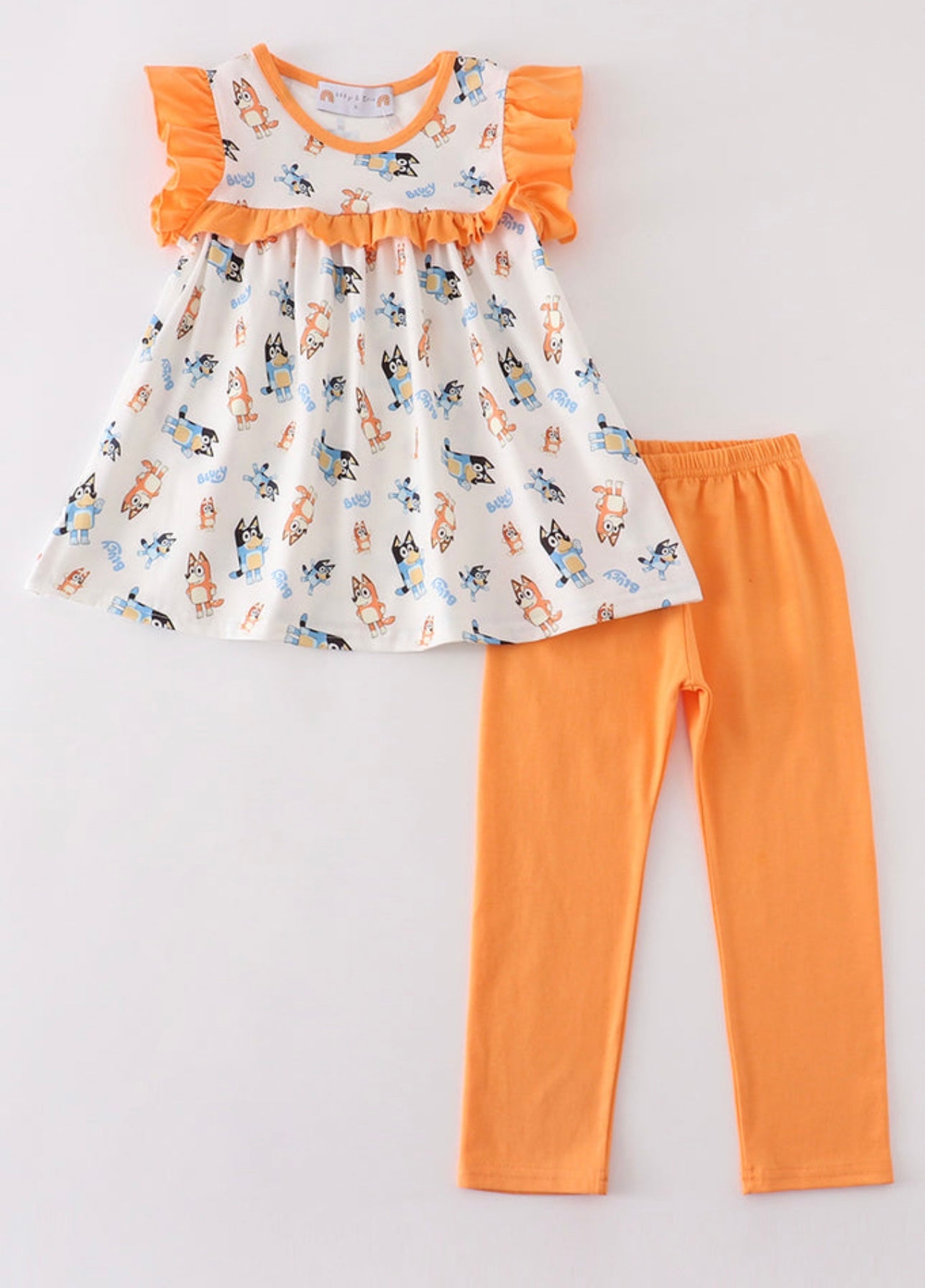 Orange Bluey Ruffle Pant Set