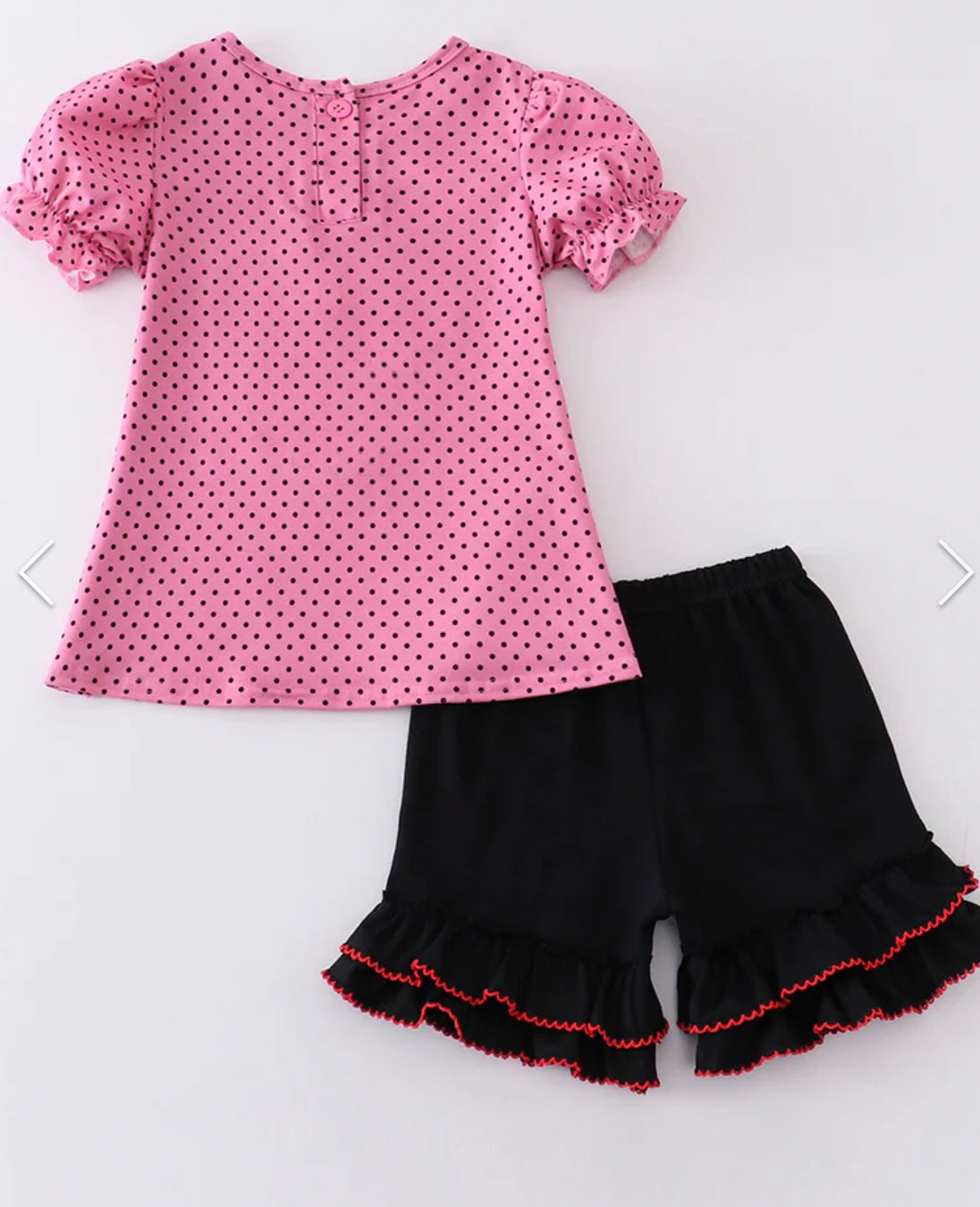 Pink Polka Dot Minnie Applique Set