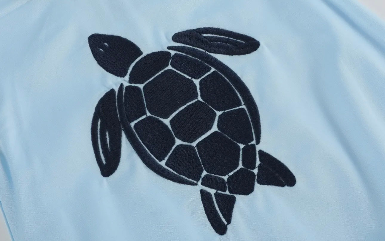 Blue Turtle Applique Bubble